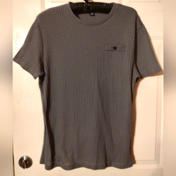 ◾🎱◾NWOT Men's Steel Smoke Charcoal Grey Waffle Knit Tee Shirt T-Shirt - 2XL - Picture 13 of 15